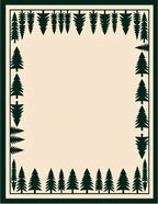 Dark Green Pine Forest Border Rug