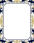 Navy Golden Deer Border Rug