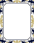 Navy Golden Deer Border Rug