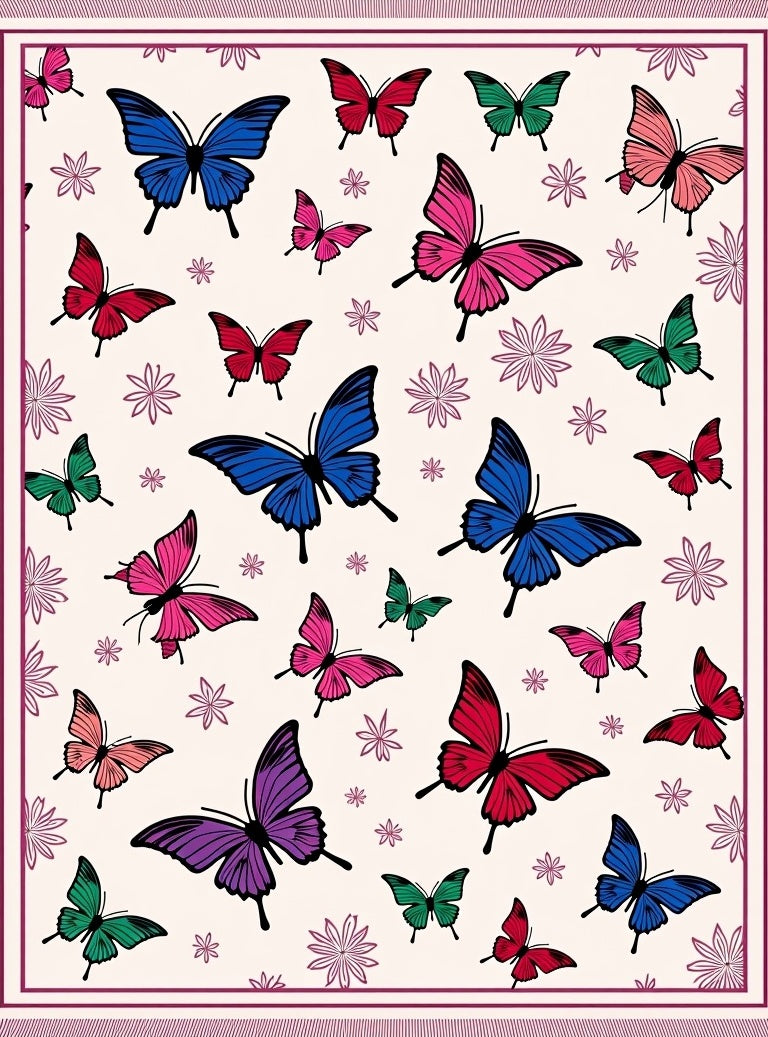 Multi-Colored Butterfly Garden Whimsy Rug