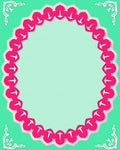 Festive Aqua Pink White Round Frame Rug