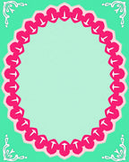 Festive Aqua Pink White Round Frame Rug