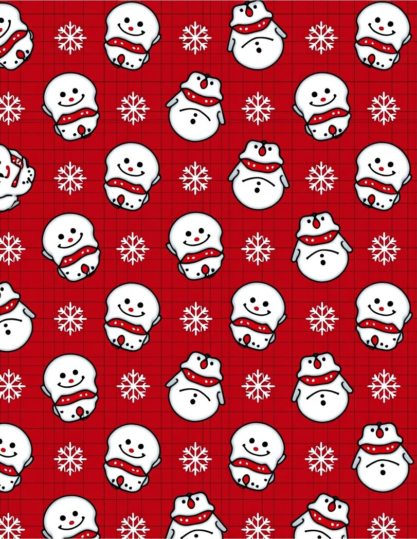 Festive Red Snowman Snowflake Collection Rug