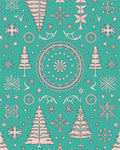Teal Pink Christmas Tree Snowflake Medallion Rug