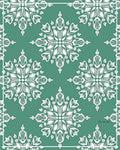 Teal White Floral Medallion Art Nouveau Rug