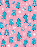 Whimsical Blue Creatures Christmas Trees Rug