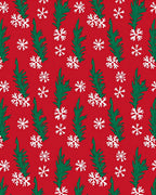 Red Evergreen Snowflake Scattering Rug