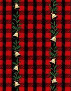Red Black Buffalo Plaid Bells Garland Rug