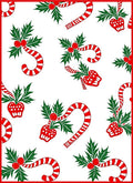 Festive Red White Candy Cane Holly Rug