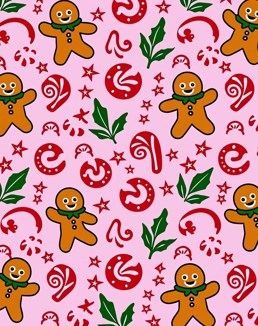 Pink Gingerbread Christmas Cookie Swirl Rug