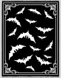 Black White Flying Bats Bordered Rug