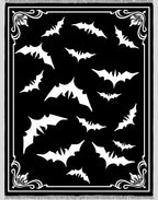 Black White Flying Bats Bordered Rug