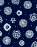 Navy Blue Floral Star Burst Rug