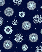 Navy Blue Floral Star Burst Rug