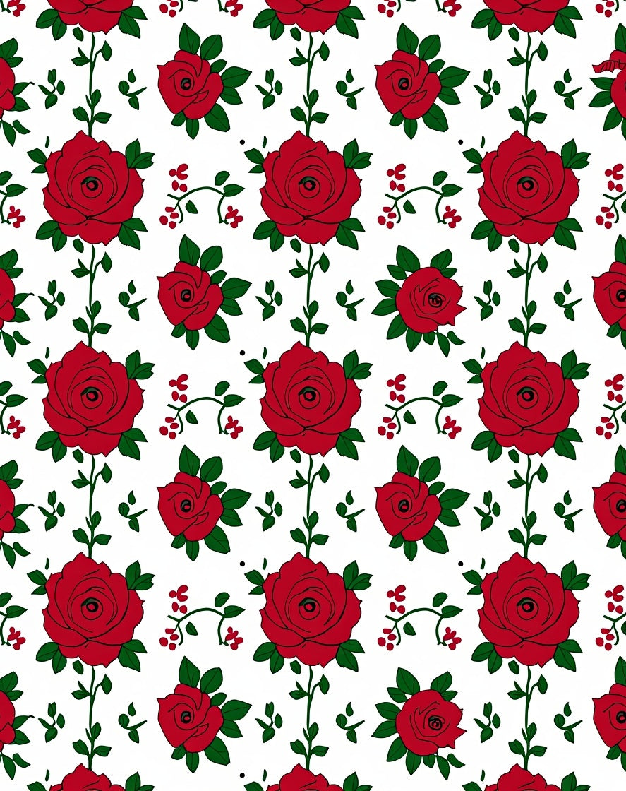 Red Rose Vine Garland Rug