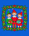 Christmas Elves Holly Wreath Border Rug
