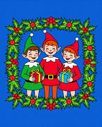 Christmas Elves Holly Wreath Border Rug