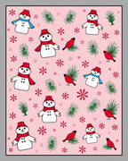 Pink Snowmen And Red Cardinals Rug