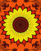 Bold Sunburst Yellow Red Floral Rug