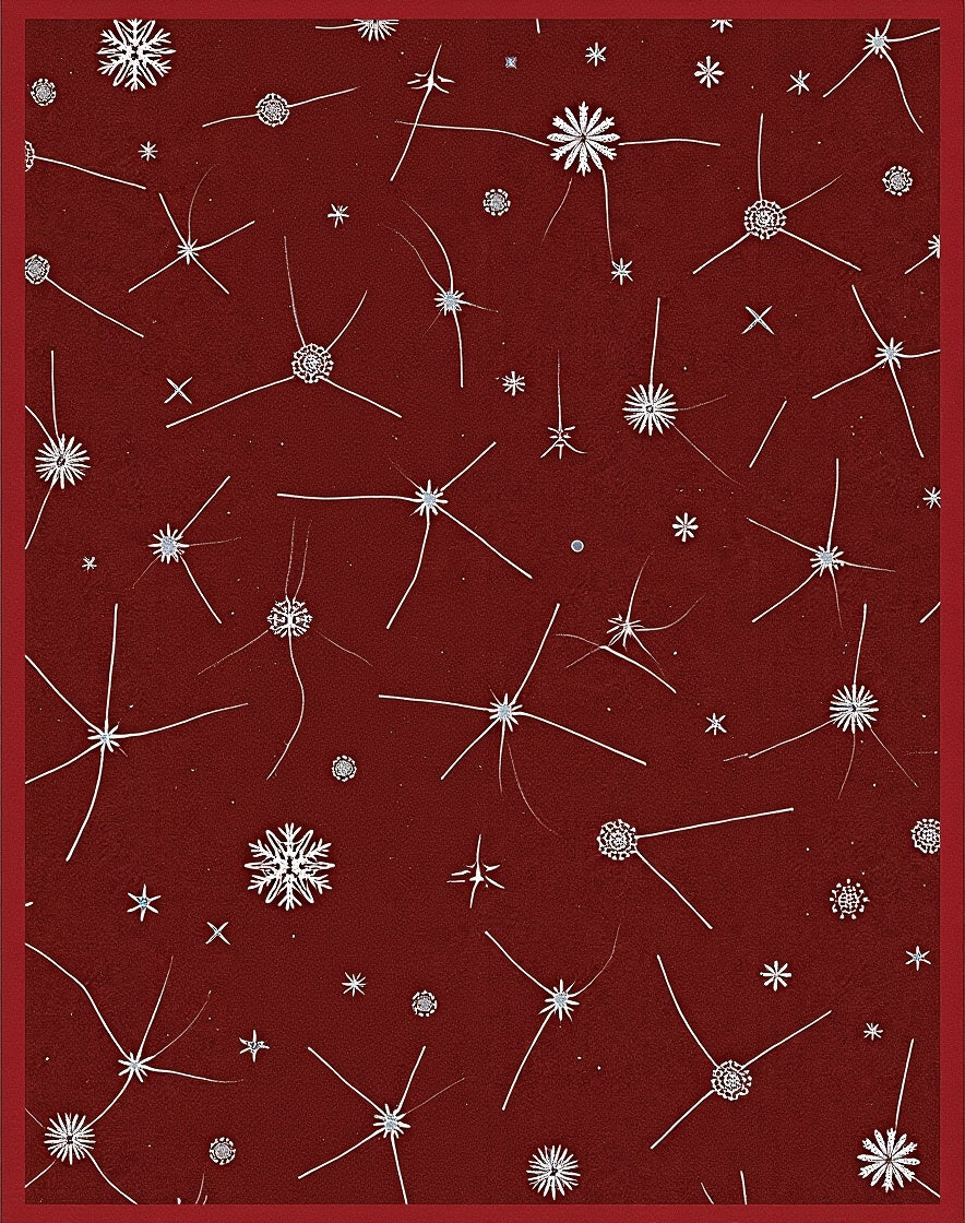 Crimson White Starburst Scatter Rug