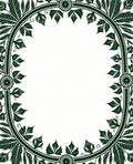 Dark Green Botanical Oval Frame Rug