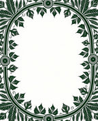 Dark Green Botanical Oval Frame Rug