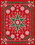 Holiday Red Snowflakes Star Wreath Rug