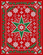 Holiday Red Snowflakes Star Wreath Rug