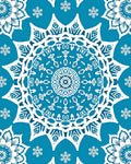 Classic Blue White Snowflake Mandala Rug