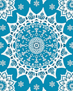 Classic Blue White Snowflake Mandala Rug