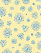 Pale Yellow Blue Floral Medallion Rug