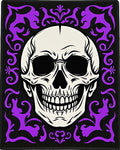 Black Purple Skull Damask Rug