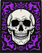 Black Purple Skull Damask Rug