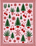 Pink Red Green Christmas Tree Foliage Rug