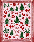 Pink Red Green Christmas Tree Foliage Rug