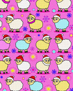 Pink Festive Sheep Snowflakes Rug