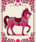 Pink Carousel Horse Floral Border Rug