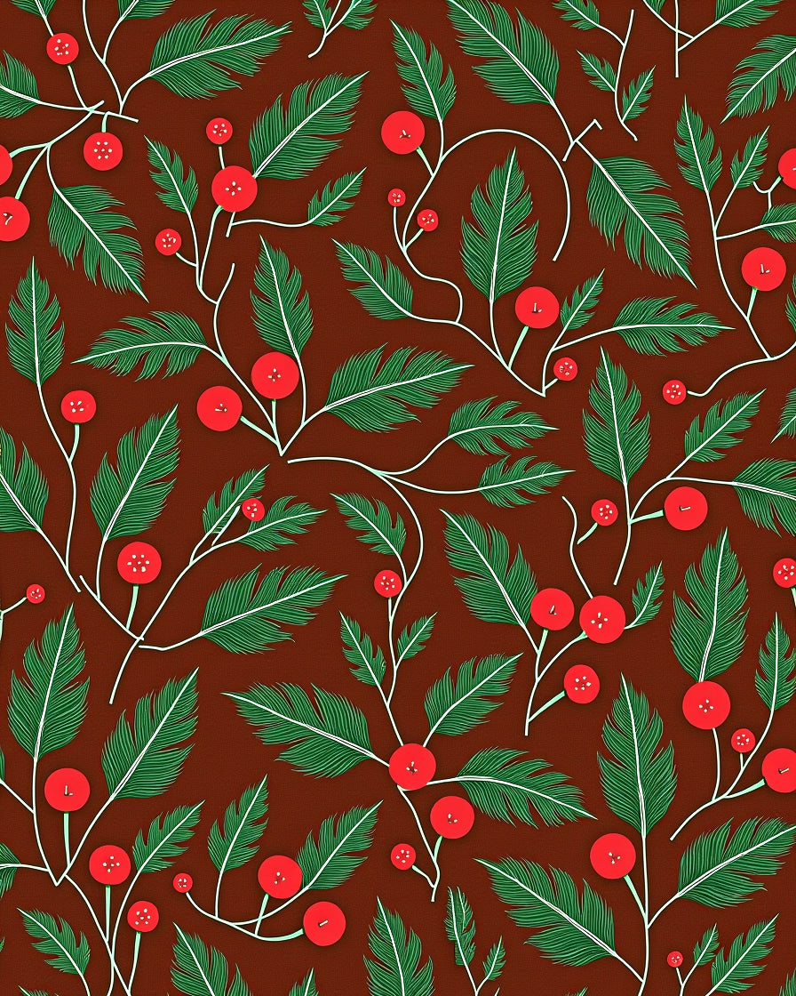 Crimson Berry Pine Branch Trail Rug