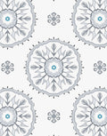 Gray Snowflake Medallion with Teal Accents Rug