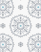 Gray Snowflake Medallion with Teal Accents Rug