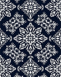 Intricate White Starburst Medallion Navy Rug