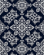 Intricate White Starburst Medallion Navy Rug