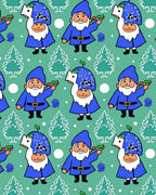 Whimsical Blue Gnome Christmas Trees Rug
