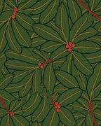 Deep Green Foliage Berry Branches Rug
