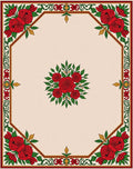 Crimson Rose Floral Octagon Border Rug
