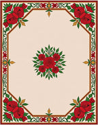Crimson Rose Floral Octagon Border Rug
