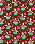 Retro Pink Floral Dancing Figures Rug