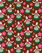 Retro Pink Floral Dancing Figures Rug