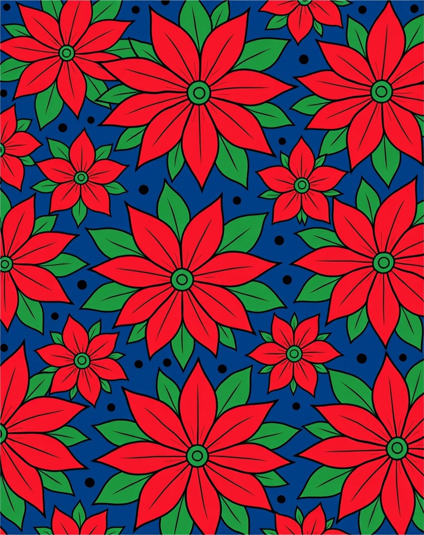 Bold Red Floral Poinsettia Garden Rug