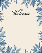 Blue Fern Border Welcome Mat Rug